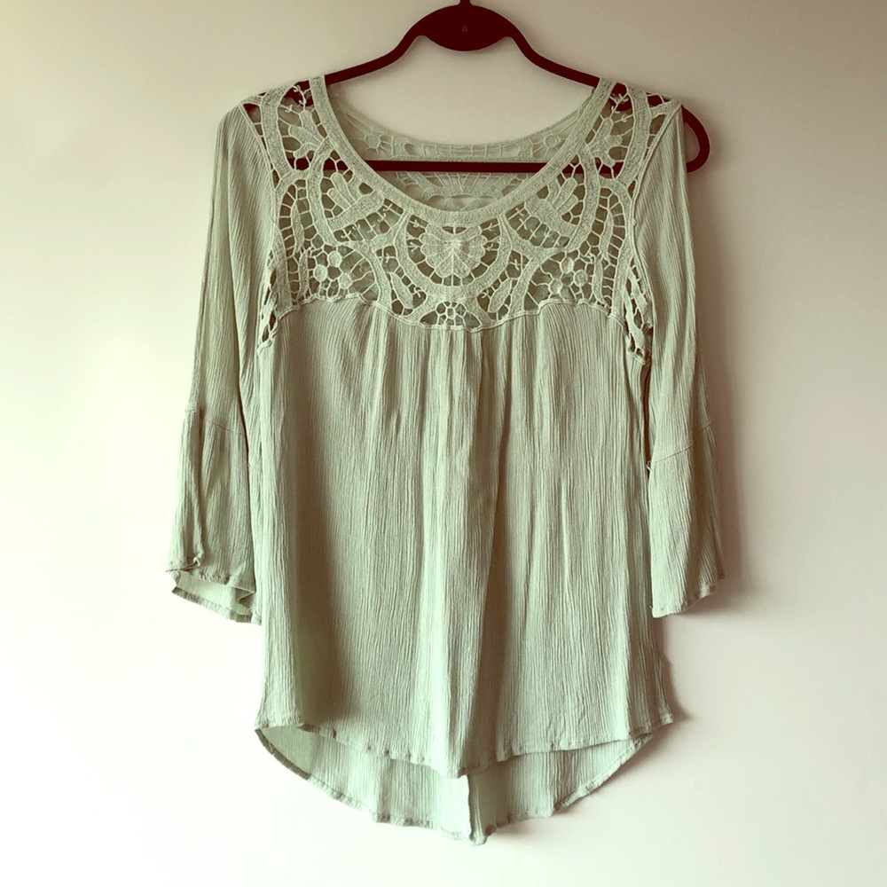 Entro green peasant top